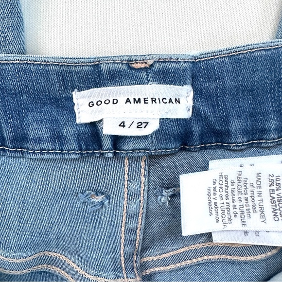 GOOD AMERICAN GOOD WAIST CROP RAW EDGE HIGH WAIST DISTRESSED SKINNY JEANS Sz4/27 - Picture 12 of 15